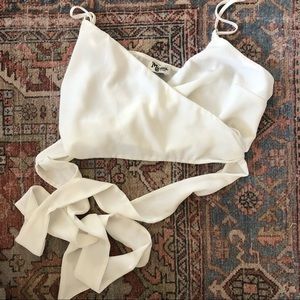 Show Me Your Mumu White Crop Wrap Top